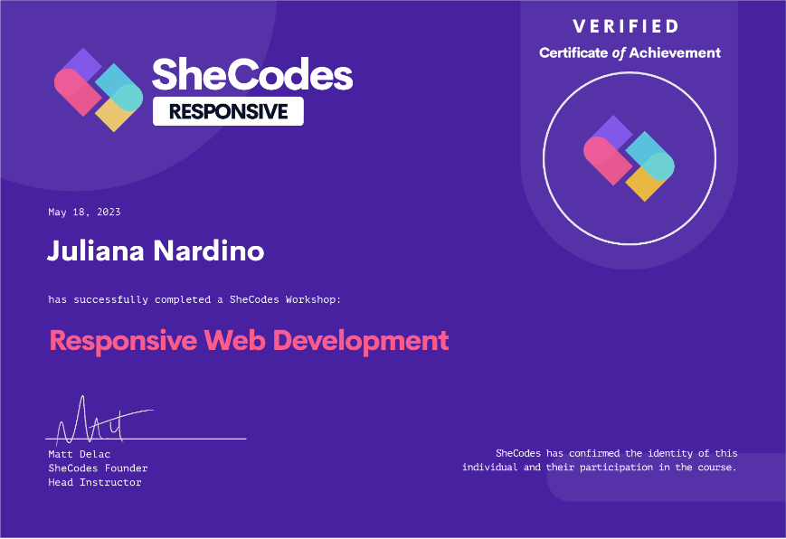 SheCodes Certificate Responsive